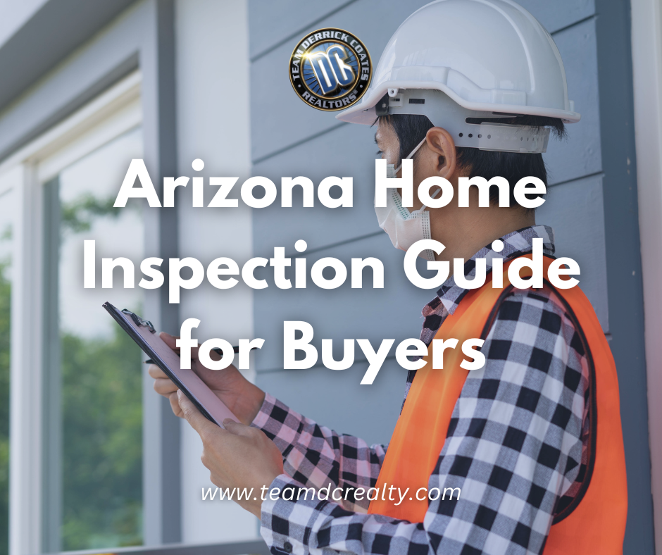 Photo of home inspector with hard hat, mask and safety vest holding a clipboard while looking at side of a house focusing on the window.