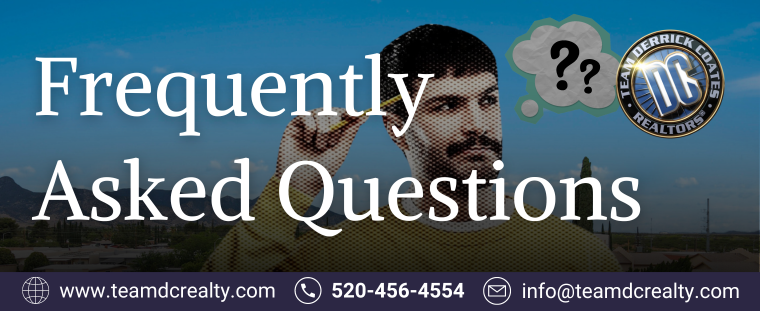 Man holding pencil thinking with thought cloud with question marks. Arizona landscape in background.