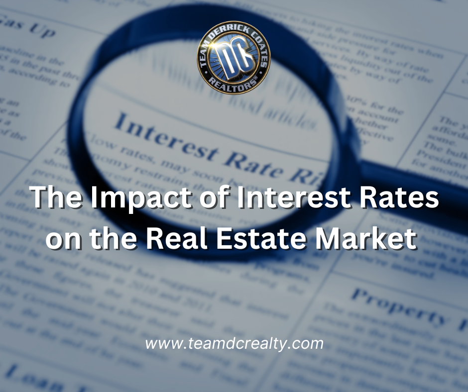 Photo of magnifying glass showing real estate interest rate article on newspaper.