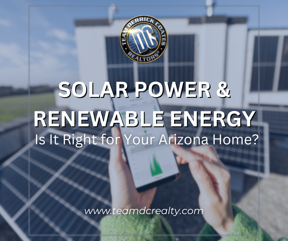 Photo of home with solar panels on the roof and person holding cell phone showing solar monitoring.